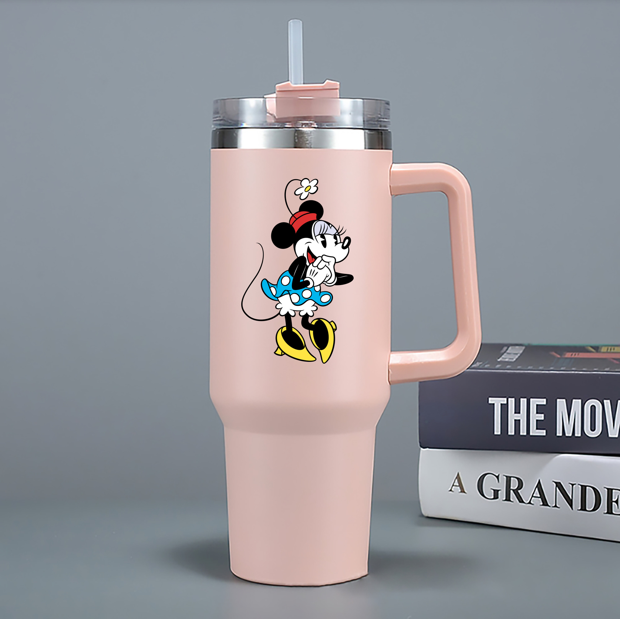 （画像用） ミッキーマウス Mickey Mouse 1200mL車用タンブラー - クリスタルステッカー（プラスチックストロー付き）